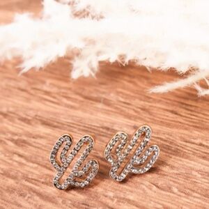 Pave Cactus Goldtone Earrings